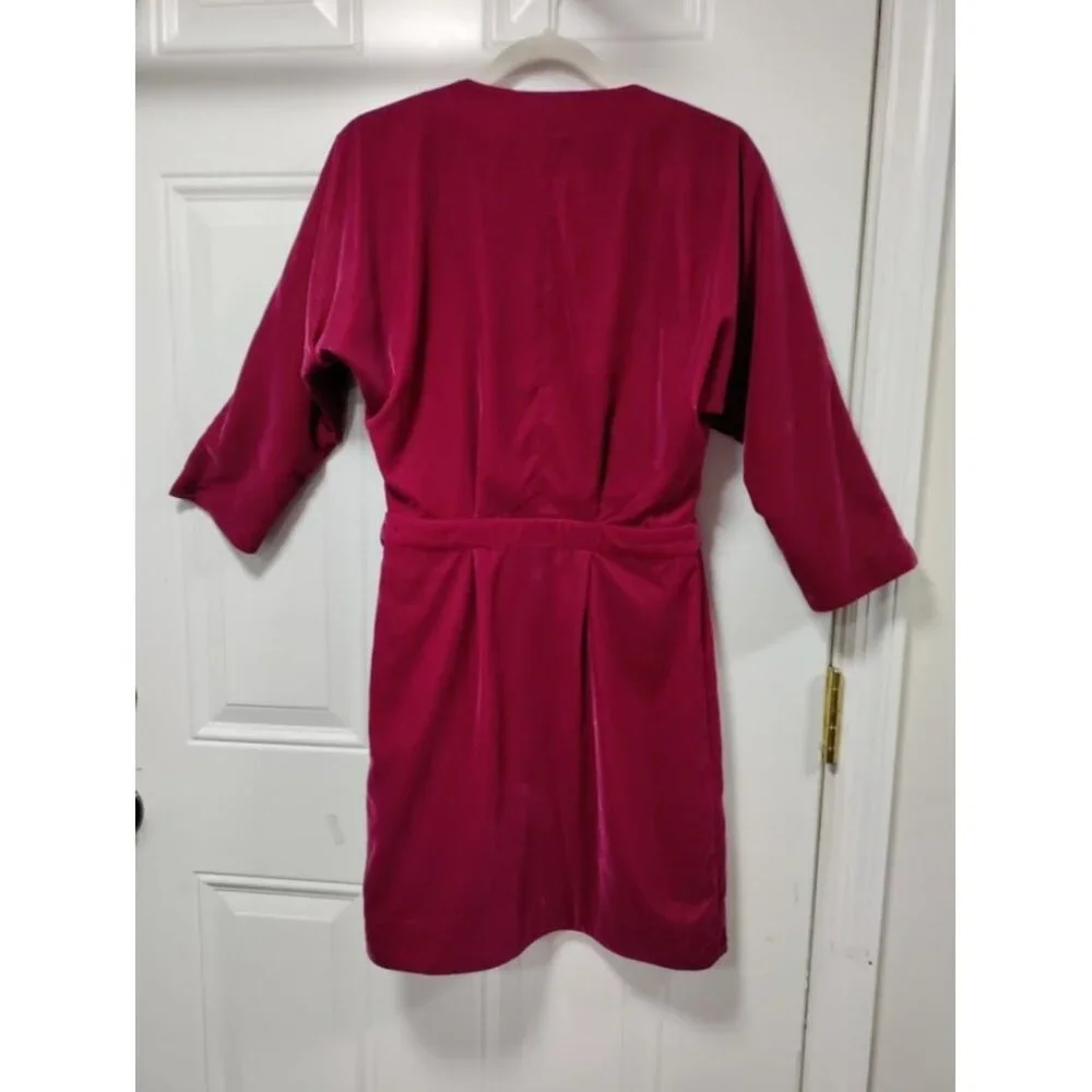 Paris Atelier & Other Stories Womens Wrap Dress Berry Velvet Glam Twee M - Picture 5 of 12